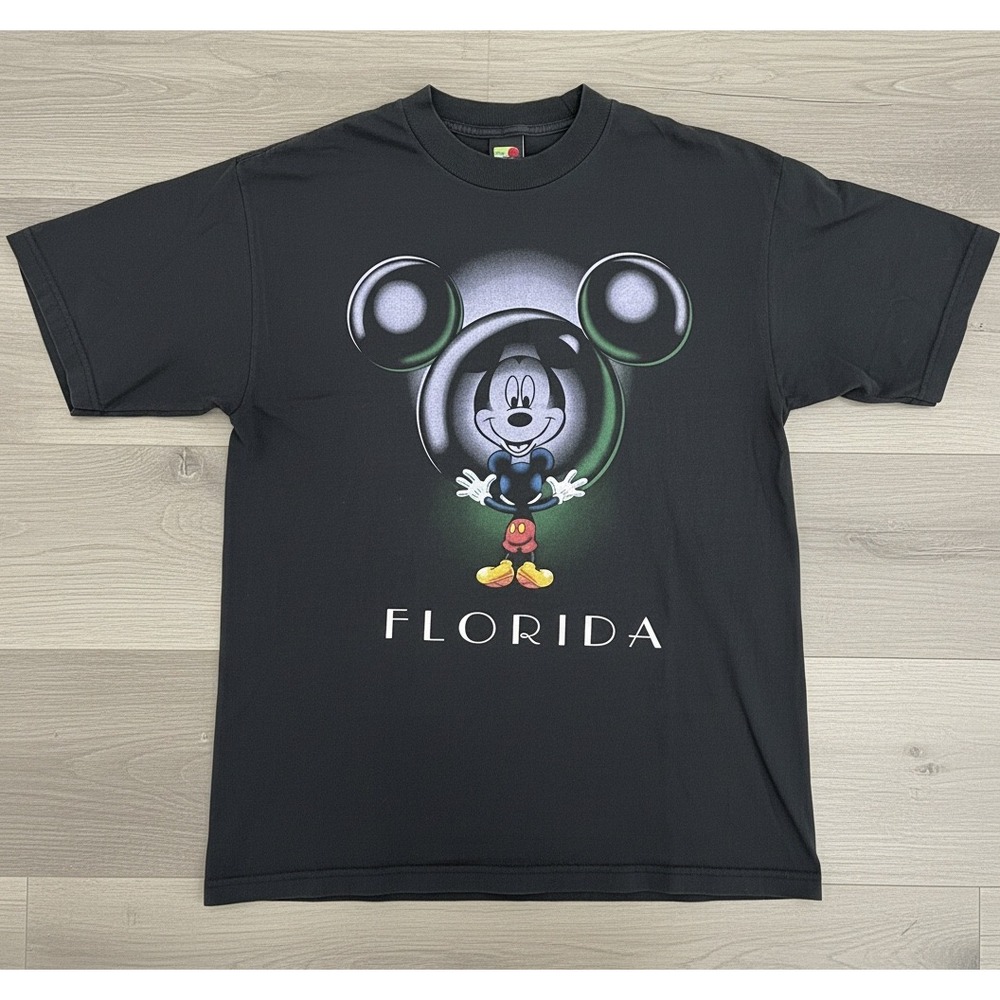 Vintage Mickey Unlimited Florida T Shirt Mens Large Black Disney Made in USA